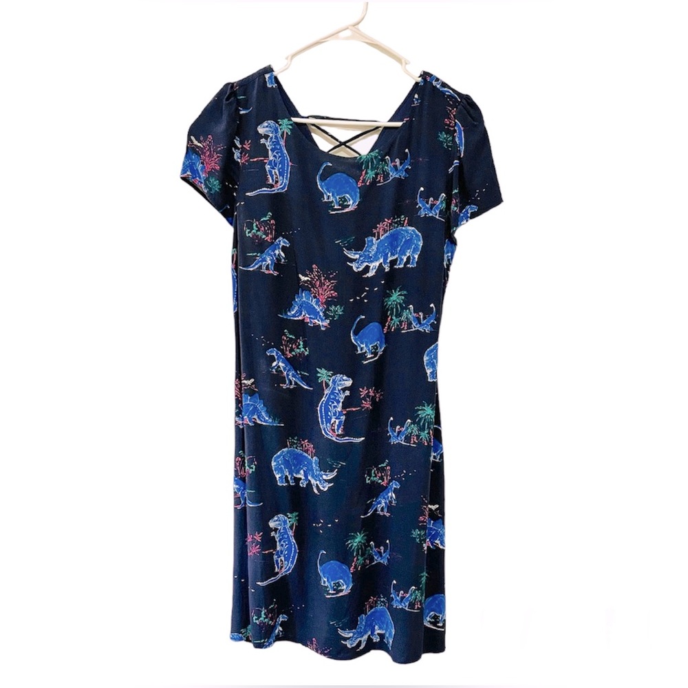 Modcloth Always On The Move Way Easy Fit Dinosaur Dress Large